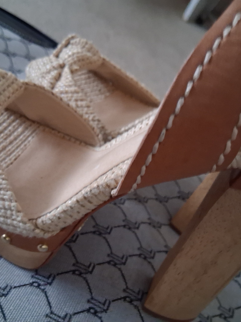 SCHUTZ Beige Woven Platform Sandals